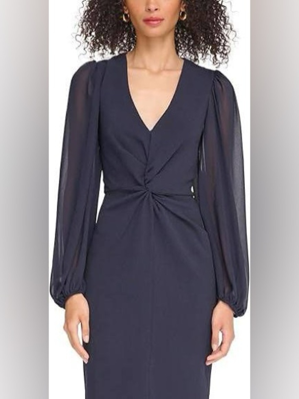 Vince Camuto Navy Twist-Front Long Sleeve Dress NWT 2